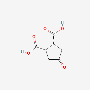 molecular formula C7H8O5 B8038324 rac trans-4-Oxo-cyclopentane-1,2-dicarboxylic acid 