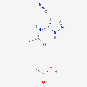 molecular formula C8H10N4O3 B8038346 N-(4-Cyano-1H-pyrazol-5-yl)acetamide acetate 