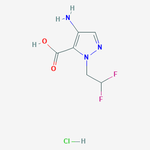 molecular formula C6H8ClF2N3O2 B8038462 4-Amino-1-(2,2-difluoroethyl)-1H-pyrazole-5-carboxylic acid hydrochloride 