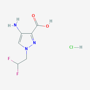 molecular formula C6H8ClF2N3O2 B8038475 4-Amino-1-(2,2-difluoroethyl)-1H-pyrazole-3-carboxylic acid hydrochloride 