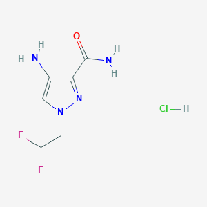 molecular formula C6H9ClF2N4O B8038481 4-Amino-1-(2,2-difluoroethyl)-1H-pyrazole-3-carboxamide hydrochloride 