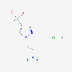 molecular formula C6H9ClF3N3 B8038488 2-[4-(trifluoromethyl)-1H-pyrazol-1-yl]ethanamine CAS No. 1855888-33-3