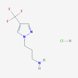 molecular formula C7H11ClF3N3 B8038490 3-[4-(Trifluoromethyl)-1H-pyrazol-1-yl]propan-1-amine hydrochloride 