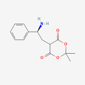 molecular formula C14H17NO4 B8038532 (S)-5-(2-Amino-2-phenylethyl)-2,2-dimethyl-1,3-dioxane-4,6-dione 
