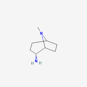 molecular formula C8H16N2 B8038578 (2R)-8-methyl-8-azabicyclo[3.2.1]octan-2-amine 