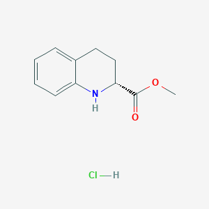 molecular formula C11H14ClNO2 B8038587 (R)-Methyl 1,2,3,4-tetrahydroquinoline-2-carboxylate hydrochloride 