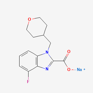 molecular formula C14H14FN2NaO3 B8038693 Sodium 4-fluoro-1-[(tetrahydro-2H-pyran-4-yl)methyl]-1H-benzo[d]imidazole-2-carboxylate 