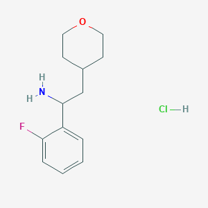 molecular formula C13H19ClFNO B8038696 1-(2-Fluorophenyl)-2-(tetrahydro-2H-pyran-4-yl)ethanamine hydrochloride 