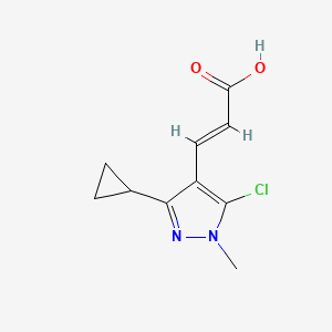 molecular formula C10H11ClN2O2 B8038947 (E)-3-(5-chloro-3-cyclopropyl-1-methylpyrazol-4-yl)prop-2-enoic acid 