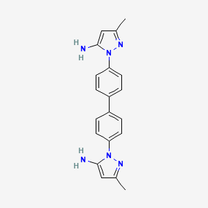 molecular formula C20H20N6 B8038969 2-[4-[4-(5-Amino-3-methylpyrazol-1-yl)phenyl]phenyl]-5-methylpyrazol-3-amine 