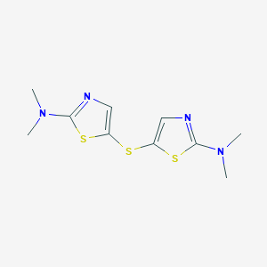 molecular formula C10H14N4S3 B8039082 5-[[2-(dimethylamino)-1,3-thiazol-5-yl]sulfanyl]-N,N-dimethyl-1,3-thiazol-2-amine 