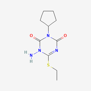 molecular formula C10H16N4O2S B8039116 1-Amino-3-cyclopentyl-6-ethylsulfanyl-1,3,5-triazine-2,4-dione 