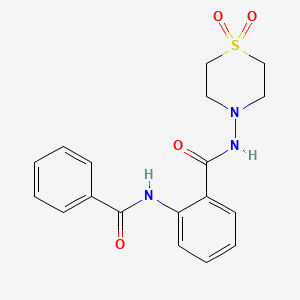 molecular formula C18H19N3O4S B8039206 2-benzamido-N-(1,1-dioxo-1,4-thiazinan-4-yl)benzamide 