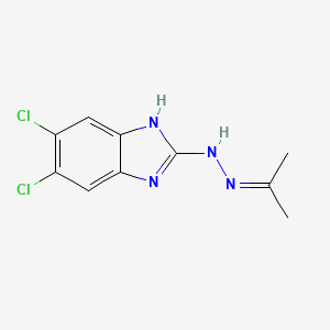 molecular formula C10H10Cl2N4 B8039363 5,6-dichloro-N-(propan-2-ylideneamino)-1H-benzimidazol-2-amine 