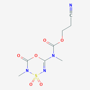molecular formula C8H10N4O6S B8039376 2-cyanoethyl N-methyl-N-(5-methyl-4,4,6-trioxo-1,4,3,5-oxathiadiazin-2-yl)carbamate 
