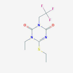molecular formula C9H12F3N3O2S B8039498 1-Ethyl-6-ethylsulfanyl-3-(2,2,2-trifluoroethyl)-1,3,5-triazine-2,4-dione 