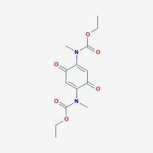 molecular formula C14H18N2O6 B8039538 ethyl N-[4-[ethoxycarbonyl(methyl)amino]-3,6-dioxocyclohexa-1,4-dien-1-yl]-N-methylcarbamate 
