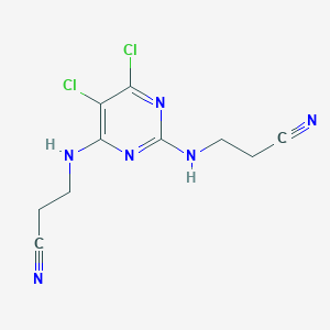 molecular formula C10H10Cl2N6 B8039607 3-[[5,6-Dichloro-2-(2-cyanoethylamino)pyrimidin-4-yl]amino]propanenitrile 