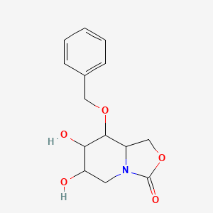 molecular formula C14H17NO5 B8039683 8-Benzyloxy-6,7-dihydroxy-hexahydro-oxazolo[3,4-A]pyridin-3-one 