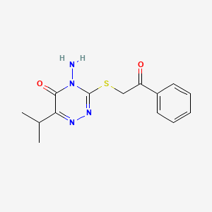 molecular formula C14H16N4O2S B8039684 1,2,4-Triazin-5(4H)-one, 4-amino-3-[(benzoylmeth 