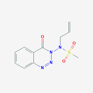 molecular formula C11H12N4O3S B8039736 N-(4-oxo-1,2,3-benzotriazin-3-yl)-N-prop-2-enylmethanesulfonamide 