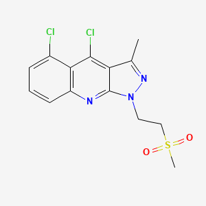 molecular formula C14H13Cl2N3O2S B8039789 4,5-Dichloro-3-methyl-1-(2-methylsulfonylethyl)pyrazolo[3,4-b]quinoline 