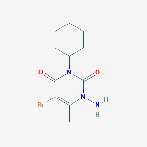 molecular formula C11H16BrN3O2 B8039813 1-Amino-5-bromo-3-cyclohexyl-6-methylpyrimidine-2,4-dione 
