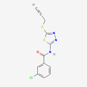 molecular formula C12H8ClN3OS2 B8039868 3-chloro-N-(5-prop-2-ynylsulfanyl-1,3,4-thiadiazol-2-yl)benzamide 