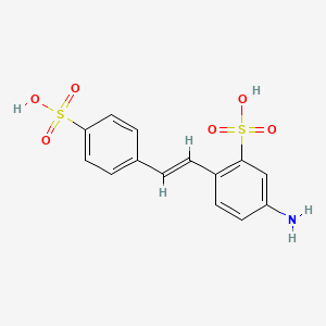 molecular formula C14H13NO6S2 B8039957 5-amino-2-[(E)-2-(4-sulfophenyl)ethenyl]benzenesulfonic acid 