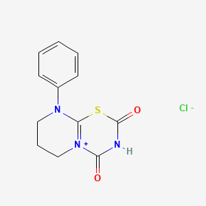 molecular formula C12H12ClN3O2S B8040040 9-phenyl-7,8-dihydro-6H-pyrimido[2,1-b][1,3,5]thiadiazin-5-ium-2,4-dione;chloride 