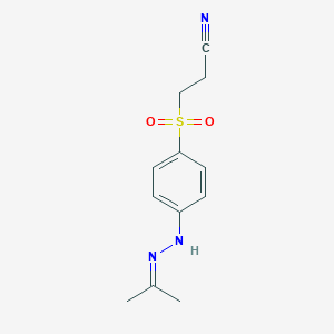 molecular formula C12H15N3O2S B8040073 3-[4-(2-Propan-2-ylidenehydrazinyl)phenyl]sulfonylpropanenitrile 