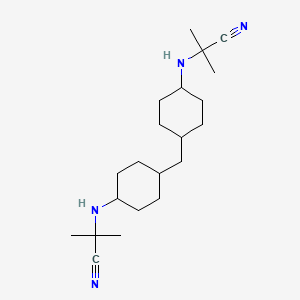 molecular formula C21H36N4 B8040235 2-[[4-[[4-(2-Cyanopropan-2-ylamino)cyclohexyl]methyl]cyclohexyl]amino]-2-methylpropanenitrile 