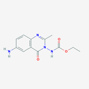 molecular formula C12H14N4O3 B8040278 ethyl N-(6-amino-2-methyl-4-oxoquinazolin-3-yl)carbamate 