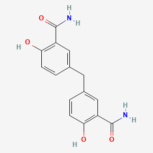 molecular formula C15H14N2O4 B8040323 5-[(3-Carbamoyl-4-hydroxyphenyl)methyl]-2-hydroxybenzamide 