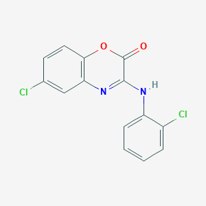 molecular formula C14H8Cl2N2O2 B8040480 6-Chloro-3-(2-chloroanilino)-1,4-benzoxazin-2-one 