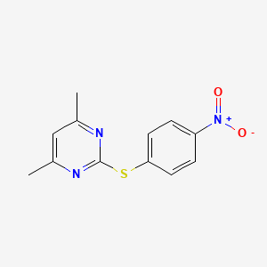 molecular formula C12H11N3O2S B8040535 4,6-Dimethyl-2-(4-nitrophenyl)sulfanylpyrimidine 