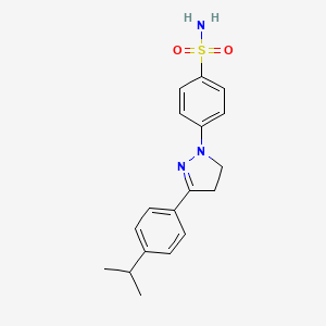 molecular formula C18H21N3O2S B8040536 4-[4,5-Dihydro-3-[4-(1-methylethyl)phenyl]-1H-pyrazol-1-yl]benzenesulfonamide CAS No. 1089330-61-9