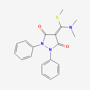 molecular formula C19H19N3O2S B8040651 4-[Dimethylamino(methylsulfanyl)methylidene]-1,2-diphenylpyrazolidine-3,5-dione 