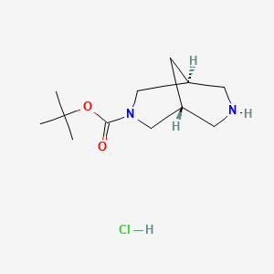molecular formula C12H23ClN2O2 B8040676 tert-butyl (1R,5S)-3,7-diazabicyclo[3.3.1]nonane-3-carboxylate;hydrochloride 