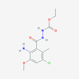 molecular formula C12H16ClN3O4 B8040820 ethyl N-[(2-amino-5-chloro-3-methoxy-6-methylbenzoyl)amino]carbamate 