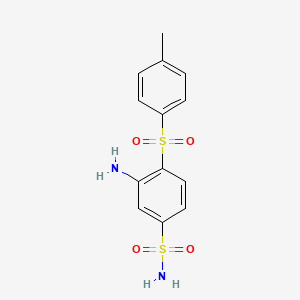 molecular formula C13H14N2O4S2 B8041003 3-Amino-4-(4-methylphenyl)sulfonylbenzenesulfonamide 