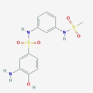 molecular formula C13H15N3O5S2 B8041015 3-amino-4-hydroxy-N-[3-(methanesulfonamido)phenyl]benzenesulfonamide 