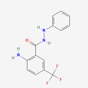 molecular formula C14H12F3N3O B8041191 2-amino-N'-phenyl-5-(trifluoromethyl)benzohydrazide 