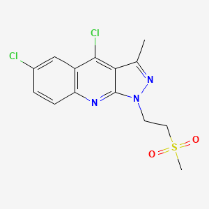 molecular formula C14H13Cl2N3O2S B8041255 4,6-Dichloro-3-methyl-1-(2-methylsulfonylethyl)pyrazolo[3,4-b]quinoline 