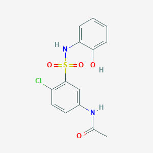 molecular formula C14H13ClN2O4S B8041258 N-[4-chloro-3-[(2-hydroxyphenyl)sulfamoyl]phenyl]acetamide 