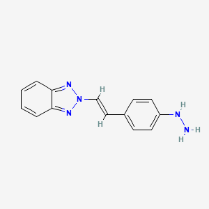 molecular formula C14H13N5 B8041277 [4-[(E)-2-(benzotriazol-2-yl)ethenyl]phenyl]hydrazine 