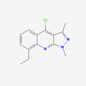 molecular formula C14H14ClN3 B8041282 4-Chloro-8-ethyl-1,3-dimethylpyrazolo[3,4-b]quinoline 
