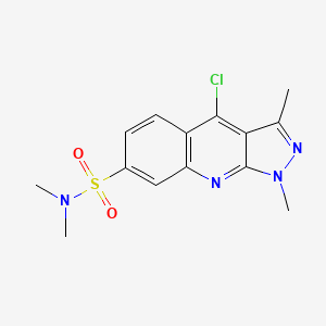 molecular formula C14H15ClN4O2S B8041313 4-chloro-N,N,1,3-tetramethylpyrazolo[3,4-b]quinoline-7-sulfonamide 