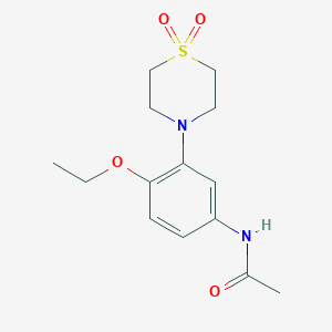 molecular formula C14H20N2O4S B8041379 N-[3-(1,1-dioxo-1,4-thiazinan-4-yl)-4-ethoxyphenyl]acetamide 