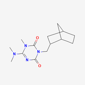 molecular formula C14H22N4O2 B8041431 3-(2-Bicyclo[2.2.1]heptanylmethyl)-6-(dimethylamino)-1-methyl-1,3,5-triazine-2,4-dione 